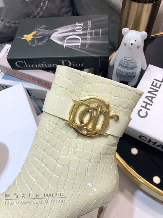DIOR女鞋 迪奧CD字母logo尖頭馬丁靴 Dior側拉鏈五金扣女短靴  naq1329